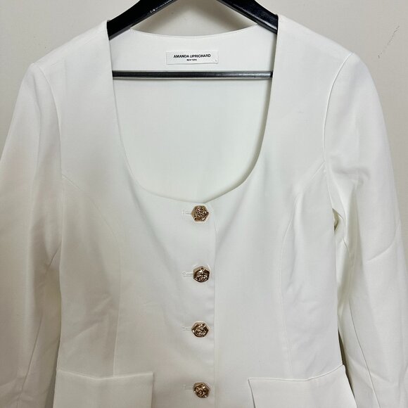 AMANDA UPRICHARD Long Sleeve Kya Romper in Ivory in Ivory Size Large - Picture 4 of 10